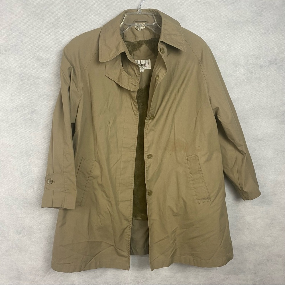 Vintage Saxton Hall Coat Women Sz 10 Tan Detachable Liner Button Up Flaw